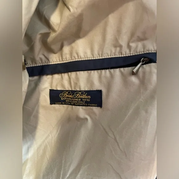 Vintage Brooks Brothers Navy Blue Trench Coat Size Large Missing Zip In Lining - Picture 2 of 16